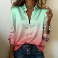 thumbnail image 5 of TaTaai Ladies Satin Blouse Long Sleeve Gradient Print Button Down Collar Silky Shirt Loose Fit Dressy Casual Top Gift, 5 of 5