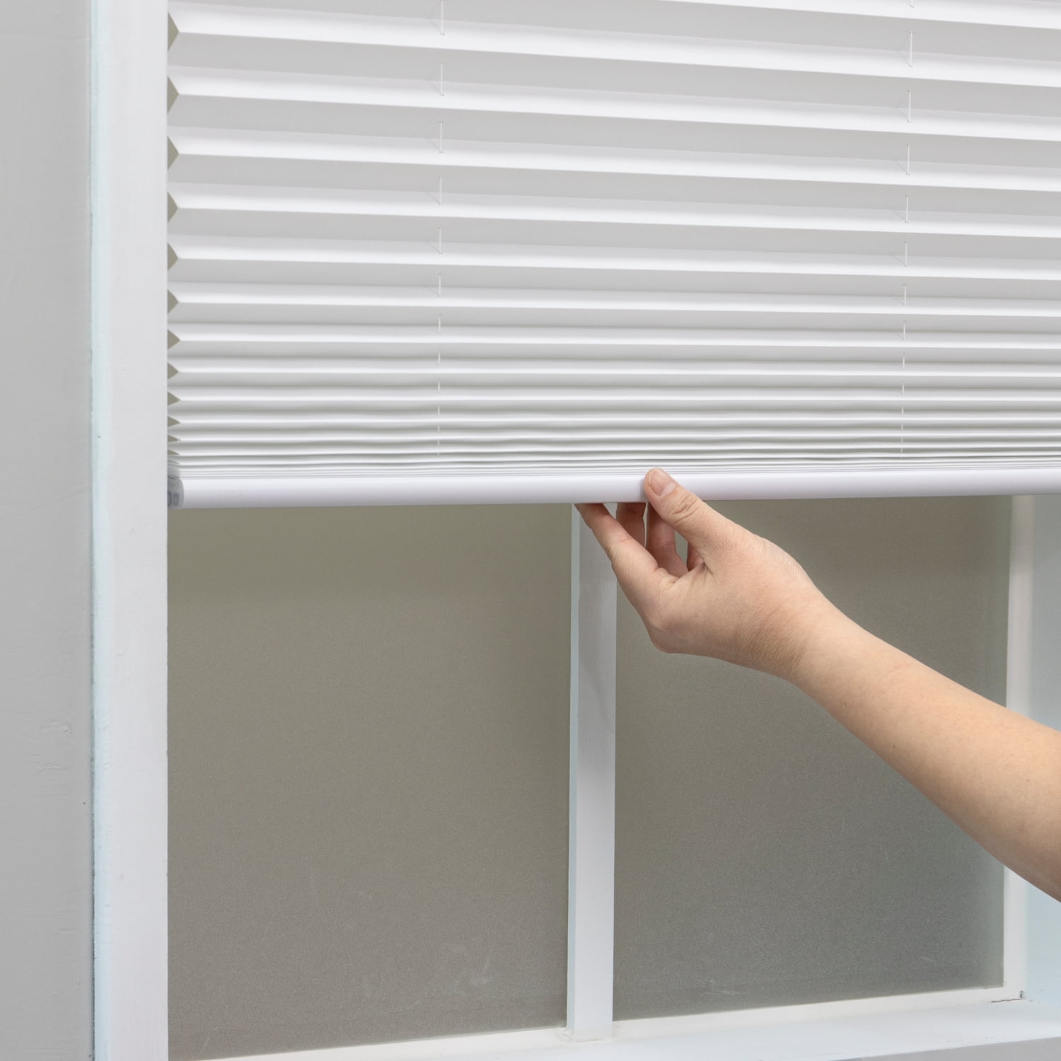 Regal Estate, 1 in. Cordless Light Filtering Pleated Shade, White, 30.5W x 64L