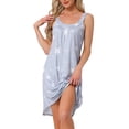 thumbnail image 1 of Noche de inspiración para mujeres, camisón sin mangas, pijama impreso, camisetas de cuello redondo, vestido de tirantes con tirantes anchos y bolsillos, XS, estrellas grises, 1 of 6