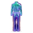 thumbnail image 4 of iiniim 2Pcs Girls Dance Outfits Jazz Hip Hop Dance Metallic Cropped Jacket Pants Set Modern Dancewear Blue 10, 4 of 7