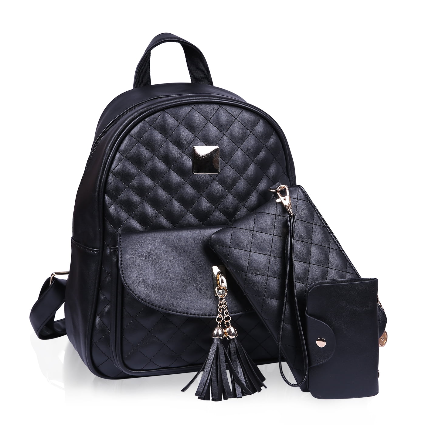 HDE Small Fashionable Backpack for Women Mini Black Quilted Fashion ...