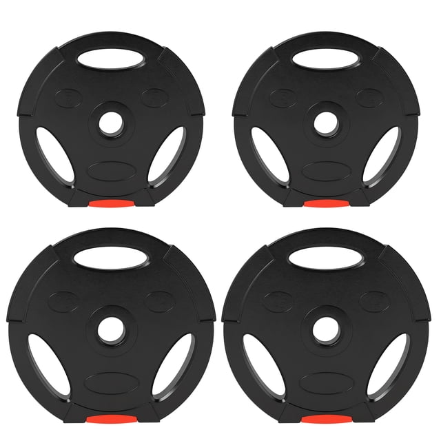 Soozier Set of 4 1-Inch Weight Plates with 3 Grips, 2 x 17lbs + 2 x 11lbs