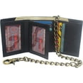 thumbnail image 2 of Swiss Marshall Men's RFID Blocking Premium Leather Chain Trifold Wallet Black with 18 inch Brass Chain, 2 of 6
