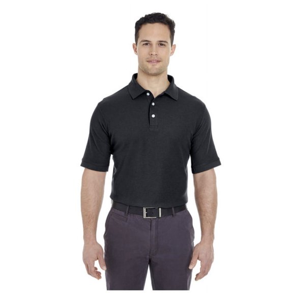 7510 UltraClub Men's Platinum Honeycomb Pique Polo Black 2XL