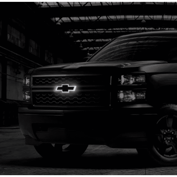 Chevy Silverado LED Bowtie Grille Emblem - Black Logo | White Glow