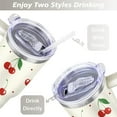 thumbnail image 5 of 40oz Red Cherry Fruit Pattern Stainless Steel Flip Straw Tumbler Spill Proof Travel Cup Double Wall Vacuum Insulated Coffee Mug with Top Handle, 5 of 6