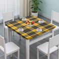 thumbnail image 3 of Yellow Black and Red Checkerboard Checkered Pattern Square Fitted Tablecloth with Elastic Edge,Square Table Cover,Washable Elastic Table Cover for Home Kitchen Party Decor 36"x36", 3 of 6