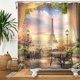 thumbnail image 3 of Cortina de ducha con diseño de la Torre Eiffel de París, romántica cortina de baño con paisaje urbano europeo, tela impermeable con ganchos, 72 x 72 pulgadas, 3 of 4