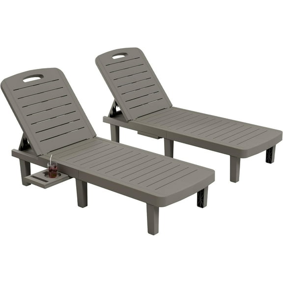 Poteban Oversized Outdoor Chairse Lounge Chair，Extra Widen Chaise with Cup