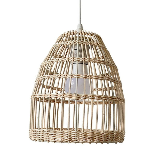 Matsuzay Pantalla de ratán Boho Scandi colgante hecho a mano para la sala de estar del hogar Iluminación novedosa