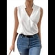 thumbnail image 3 of Camisetas Sin Mangas Plisadas para Mujer, Blusas Casuales Sin Mangas con Cuello en V, Camiseta Básica de Verano M, 3 of 9
