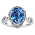 thumbnail image 2 of Star K � Vintage Look Halo Large 11x8 Pear Shape Genuine Blue Topaz Ring, 2 of 9