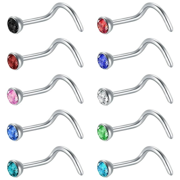 Designice 30Pcs Nose Studs 20G Nose Rings Mix Color Surgical Steel Nose Piercing Jewelry Women