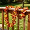 thumbnail image 5 of Kdkad Fall Thanksgiving Halloween Artificial Maple Leaf Garland Pumpkin Sunflower Berry Season Hanging Garland For Home Front Door Fireplace Decor, 5 of 8