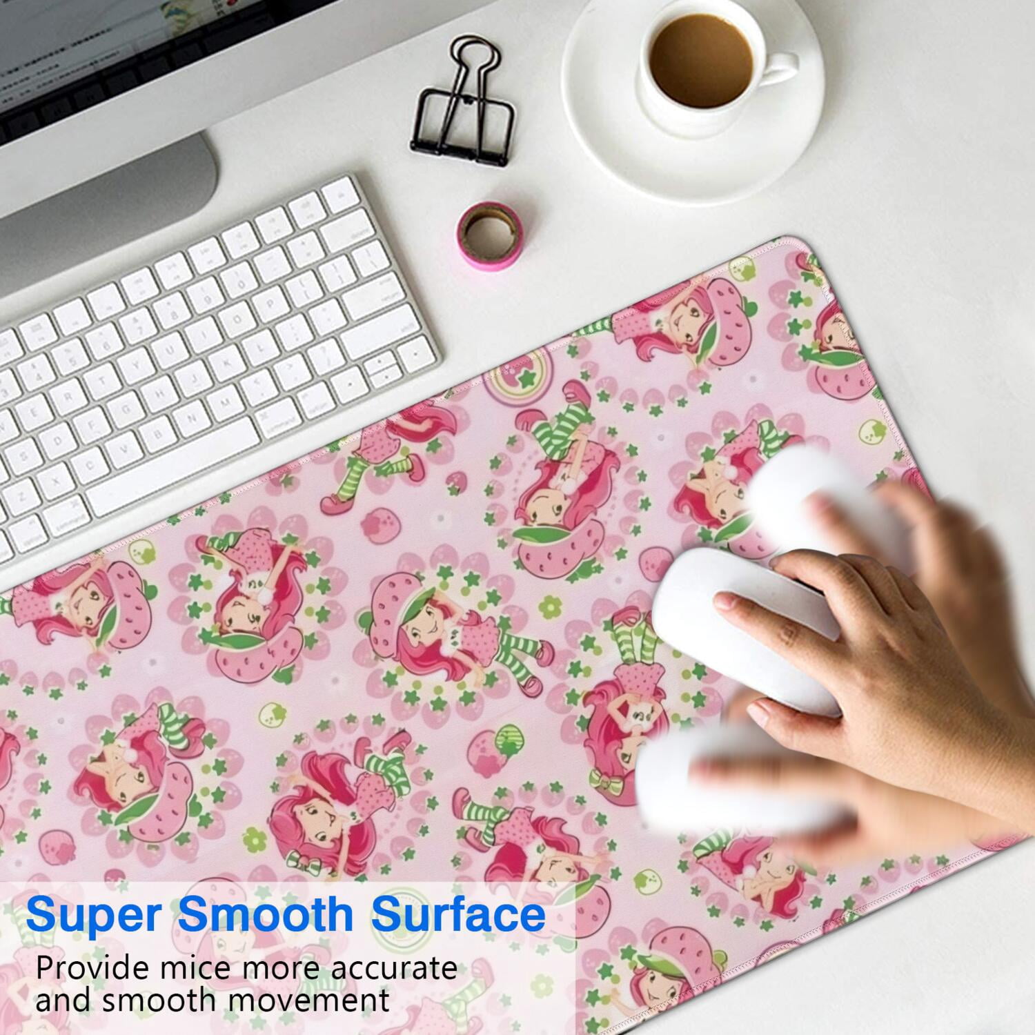 Long Mouse Pads for Desk,Strawberry Princess Pattern Desk Mats on Top Of Desks, Desk Mouse Pad Extra Large with 3mm Non-Slip Base and Stitched Edge for Gaming,Office,Work,Home 31.5"x15.7"