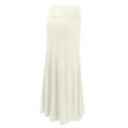 thumbnail image 2 of J. METHOD Women's Maxi Skirt High Waisted Fold Over Elastic Waistband Jersey Stretch Skirts Made in USA NEWSK05 Ivory M, 2 of 5