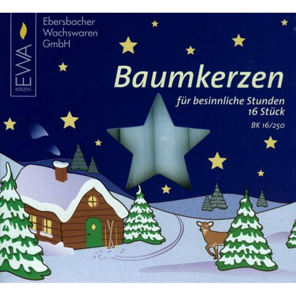 16 White 14mm German Christmas Tree Candles