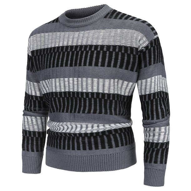 Nuevo Casual Daily Hedging Rayas Medio cuello alto Suéter de punto para hombres Camisa de fondo Pompotops oipoqjl19436