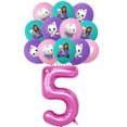 thumbnail image 1 of Gabbys-Suministros de fiesta de cumpleaños de gatos para casa de muñecas, recuerdo de fiesta, brazalete, globo 3D, plato de taza para niños y niñas, decoración para Baby Shower, regalo（19Pcs Number5, 1 of 5