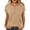 Khaki, variant on Rutainlusire Womens Casual Notch V-Neck Button Tops Ladies Breathable Relaxed Fit Plain Color Summer Short Sleeve Tops