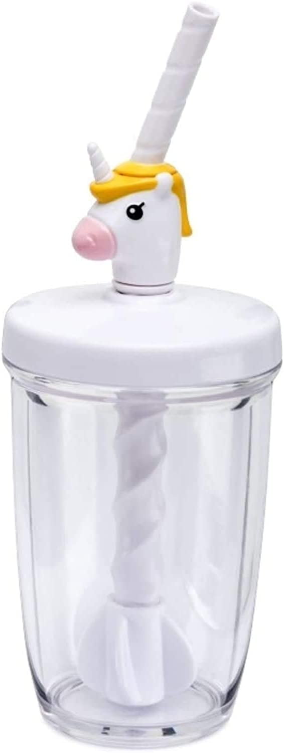 10-Ounce Capacity White MSC International 16162 Joie Unicorn Milk Mix with Lid Pump and Drinking Straw Unicron Cup 