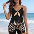 thumbnail image 6 of XUNKUSGA Tankini Swimsuits for Women Trendy Floral Print V-Neck Tie Knot Flowy Swim Dress with Boyshorts Fashion Tummy Control Boho Womens Swimsuits,Blue,2XL, 6 of 6