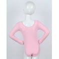thumbnail image 4 of Sxiwei Kids Girls Cotton Long Sleeve Ballet Dance Leotard Gymnastics Fitness Workout Bodysuit Pink 8, 4 of 7