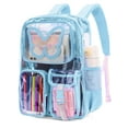 thumbnail image 6 of SANMADROLA Clear Backpack Heavy Duty Transparent Bookbag Teen Girlish Cute Bag Large Capacity See Through Backpacks Stadium Approved Daypack for Middle School College Sport/Travel, Blue Butterfly, 6 of 9