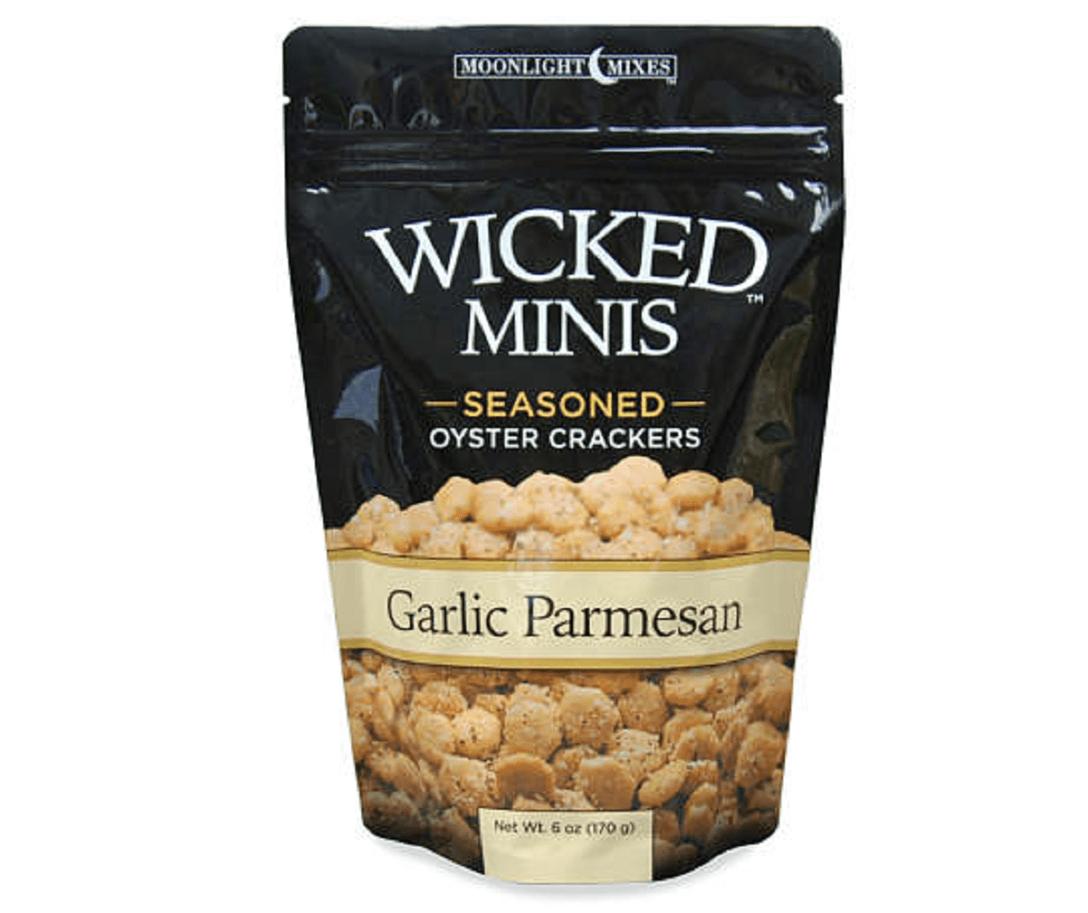 Wicked Minis Seasoned Oyster Crackers Garlic Parmesan, 6oz (Pack of 6