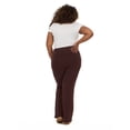 thumbnail image 5 of Forever 21 Women's Jersey Fold Over Waist Pants with Graphic Detail, Flare Leg Lounge Pants, Stretch Casual Everyday Comfort Style, Brown, XXS-4X, 5 of 6