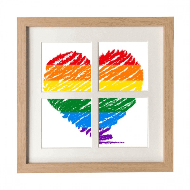 Rainbow Gay Lesbian corazón ilustración Pantalla de escritorio de pared de marco 4 aperturas