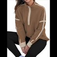 thumbnail image 3 of Sudadera de Mujer con Media Cremallera, Suave y Extragrande, con Bolsillos, Cálida y Afelpada. Marrón XL, 3 of 8