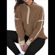 thumbnail image 3 of Sudadera de Mujer con Media Cremallera, Suave y Extragrande, con Bolsillos, Cálida y Afelpada. Marrón L, 3 of 8