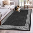 thumbnail image 2 of Black Retro Greek Key Large Area Rugs for Bedroom Living Room, Soft Non Slip Carpet Bedside Rug, Greece Ancient Rustic Geometric Rectangular Floor Cover Kitchen Accent Rug 2.7'x5' for Office, 2 of 9