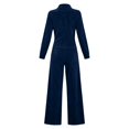 thumbnail image 7 of Women Faux Suede Jumpsuit, Loose Stand Collar Long Sleeve Front Zipper Wide Leg Athletic Romper with Side Pockets Dark Blue XL(XL), 7 of 7