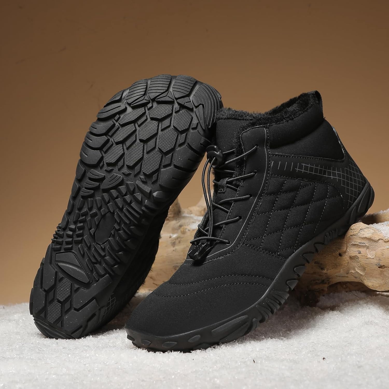 Hiking Shoes Barefoot Mens Wide Shoes Toe Box Winter Cross Trainer Minimalist Anti Skid Shoes For Women Cotton Boots Sneakers Outdoor Ankle Boots Brown Black Green White