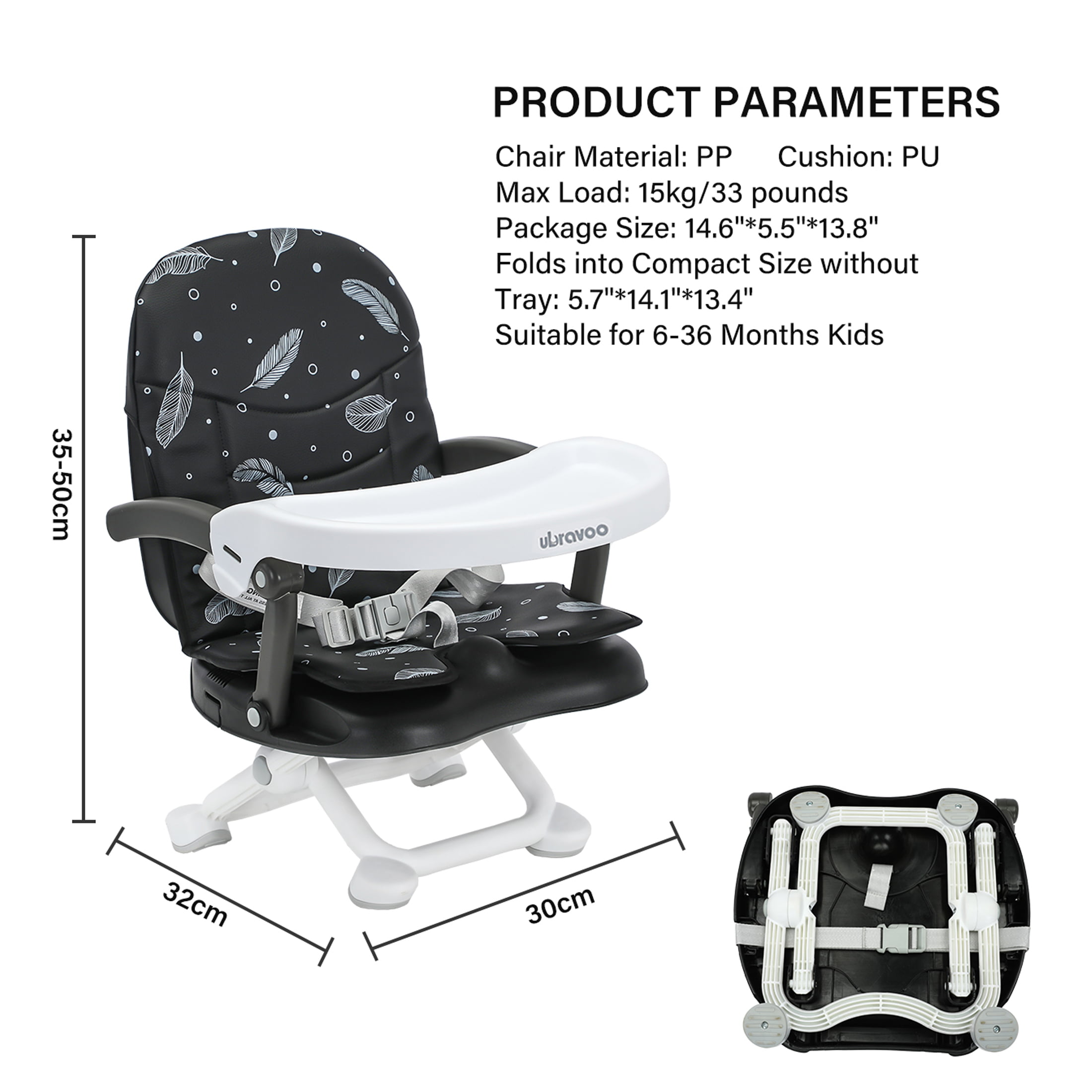 Baby Portable Booster Seat with Double Tray, BabyBond Upgraded Toddler  Travel Baby Chair, Booster Seat for Dining Table, Stable and Foldable Booster  Baby Chair for Indoor/ Outdoor (Grey) 