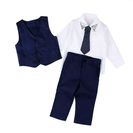 

Baby Boys Gentleman Wedding Suits Shirts+Waistcoat+Long Pants+Tie Clothes 1Set 6