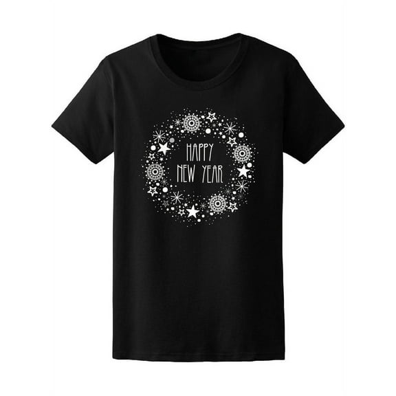 Happy New Year Star Doodles T-Shirt Women -Image by Shutterstock, Female Large
