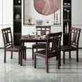 thumbnail image 2 of Costway 5 Piece Dining Set Table and 4 Padded Seat Chairs Home Kitchen Furniture Brown, 2 of 11