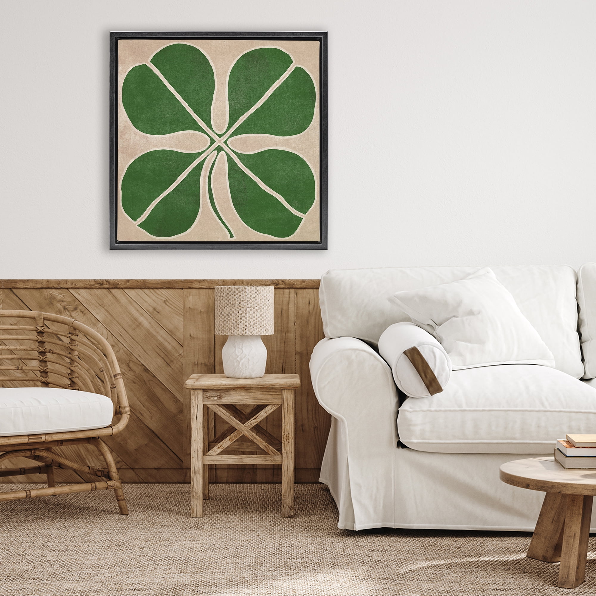 Four Leaf Symmetry Black Framed Floater Canvas Wall Art, design by June Erica Vess
