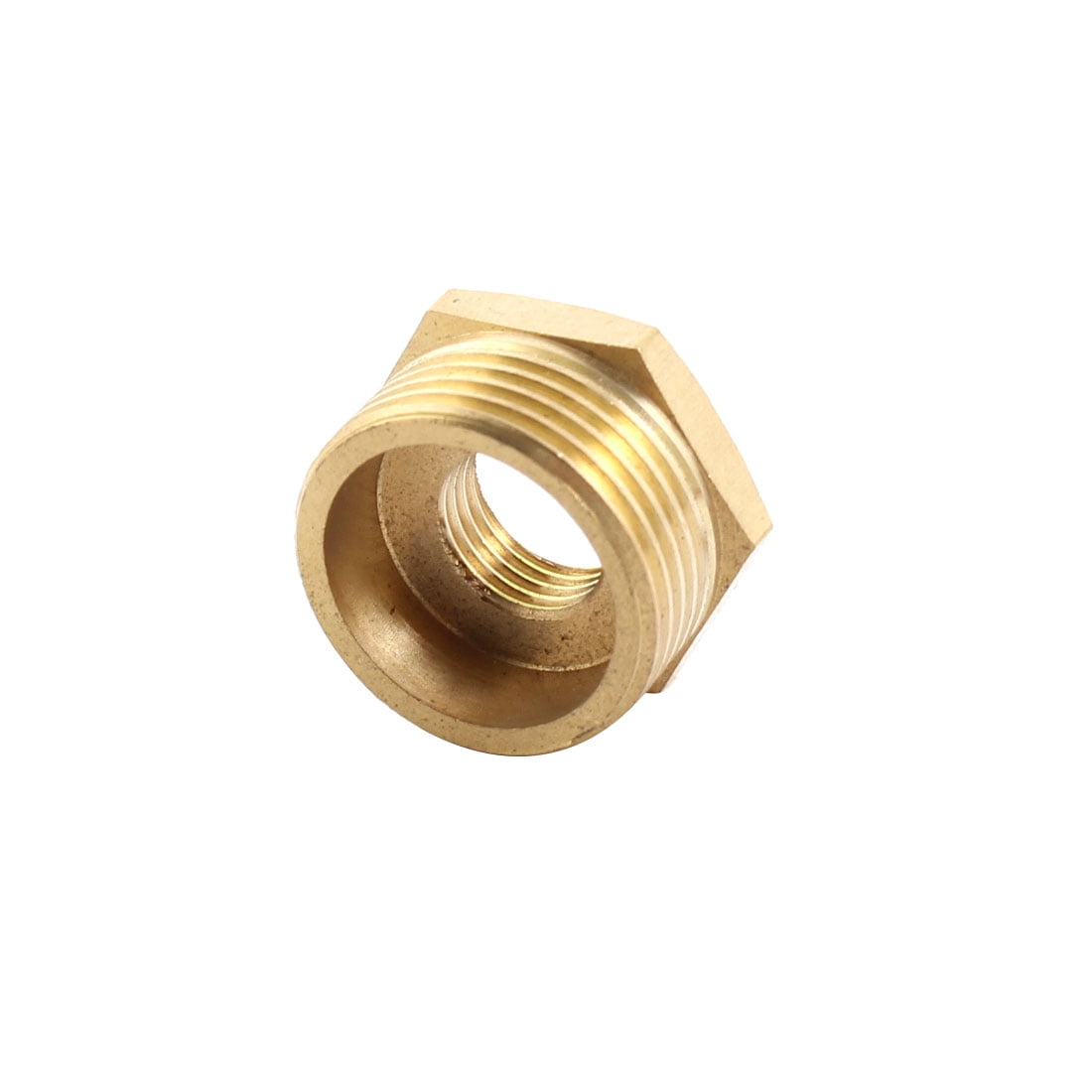 3/4PT to 1/4PT M/F Thread Metal Hex Head Socket Pipe Adapter Joint Brass Tone