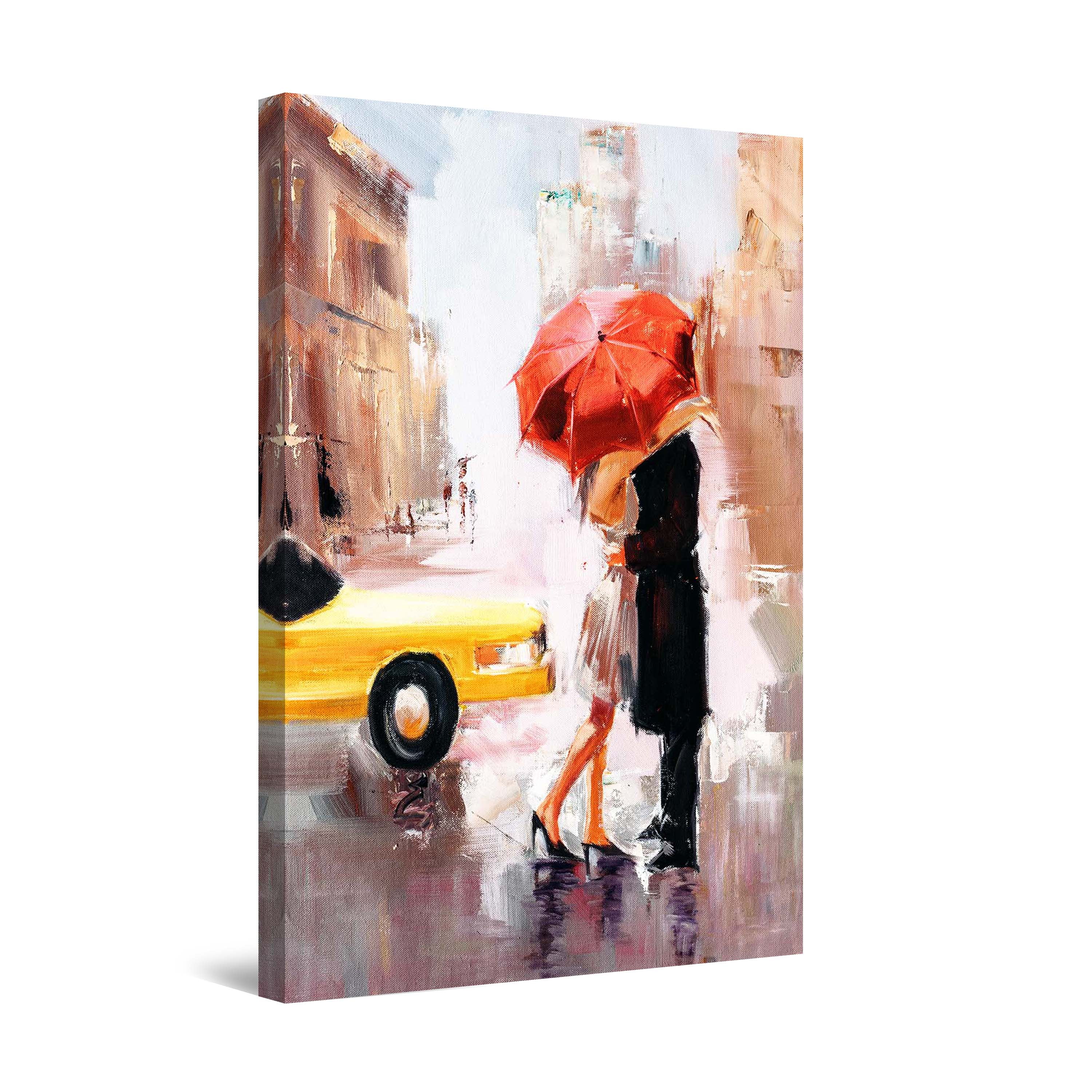 Startonight Canvas Wall Art Abstract Love is in The Air Red Umbrella