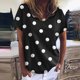 thumbnail image 3 of Gibobby Blusa Sexy Cuello en V Blusa informal suelta lunares para mujer, camiseta manga corta con cuello en V estampada(Negro,CH), 3 of 5