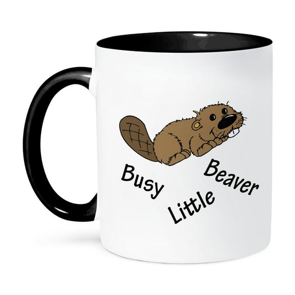 3dRose, Busy little beaver, 11oz Two-Tone Black Mug