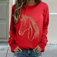 thumbnail image 5 of MVRLSH Essentials Hoodies for Women Horse Riding Graphic Crewneck Loose Long Sleeve Casual Pullover Tops Spring Fall Layering Daily Outfit Match Sweatshirt Red - L, 5 of 7
