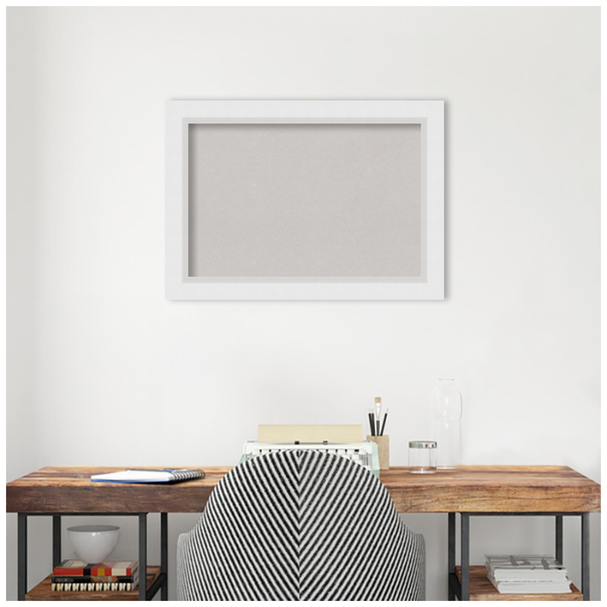 Amanti Art Grey Cork Board Wood Framed Blanco White Bulletin Board 28 in. x 20 in.