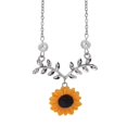 thumbnail image 1 of Sweet Sunflower Pearl Leaf Pendant Necklace Resin Daisy Flower Clavicular Chain Fashion Jewelry for Women, 1 of 5