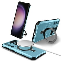 Allytechgroup Militargy Grade Shockproof Case for Samsung Galaxy S25, Magnetic Cover Compatible with Magsafe & Car Mount Ring Kickstand Bumper Case for Women Men, Lightblue