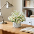 thumbnail image 4 of Artificial Chrysanthemum Flower Arrangement - Fake Silk Plants Bouquet in Pot for Home Decor - Living Room Dining Table Office Shelf Desk Ornament - No Maintenance Faux Potted Plants Set with Vase, 4 of 6